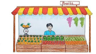 How to draw Fruit seller step by step [upl. by Akiram]