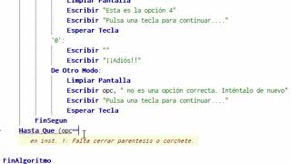 Crear un menú en pseudocódigo con PSeInt [upl. by Lopez449]