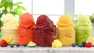 5 EASY Fruit Sorbets  Dairy Free Summer Desserts [upl. by Wettam]