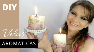 Como hacer VELAS AROMÁTICAS paso a paso decoradas con DÉCOUPAGE [upl. by Alleirbag222]