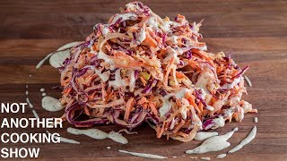 how to make CREAMY COLESLAW from scratch [upl. by Hiett]