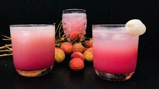 Pink lychee drink  Litchi juice recipe refreshing drink  cool summery drink [upl. by Akimit]