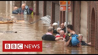 Catastrophic flooding across western Europe as politicians blame climate change  BBC News [upl. by Schweiker186]