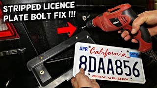 HOW TO REMOVE FIX STRIPPED LICENSE PLATE BOLT [upl. by Januarius341]