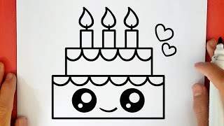 HOW TO DRAW A CUTE BIRTHDAY CAKE [upl. by Kezer]