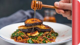 Honey Dripped Halloumi Stack Recipe  Sorted Food [upl. by Kyrstin623]