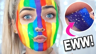 DIY RAINBOW PEEL OFF FACE MASK TESTED [upl. by Donata]