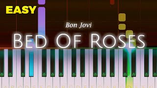 Bon Jovi  Bed Of Roses  EASY Piano Instrumental TUTORIAL by Piano Fun Play [upl. by Mirabella]