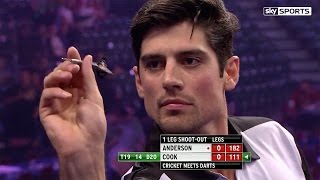 Alastair Cook v James Anderson  World Darts Championship Alexandra Palace [upl. by Wallach845]