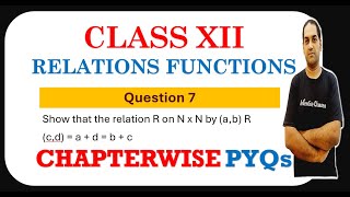 Relations and Functions Class 12 Relation N x N by ab R cd  a  d  b  c is equivalence [upl. by Rafael]