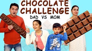 CHOCOLATE CHALLENGE  Funny Family  Mom vs Dad Blindfold Challenge  Aayu and Pihu Show [upl. by Hungarian]