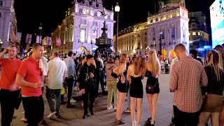 Walking around Piccadilly Circus at Night  August 2021  London Walking Tour 4K [upl. by Zena]