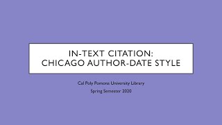 InText Citation Chicago AuthorDate Style [upl. by Tesler]