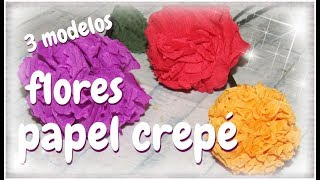 FLORES DE PAPEL CREPE SENCILLAS 3 MODELOS  paso a paso [upl. by Ahsinert]