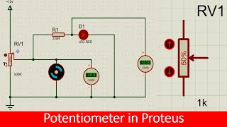 how to use potentiometer in Proteus tutorial [upl. by Ennairac]