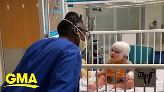 Baby cardiac patient dances along with pediatric tech everyday in the hospital l GMA Digital [upl. by Atisusej985]