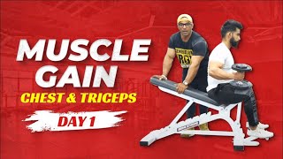 Muscle gain workout plan  Day 01  Chest Workout amp Triceps workout  Yatinder Singh [upl. by Ramo137]