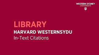 Harvard WesternSydU  Intext Citations [upl. by Thurber]