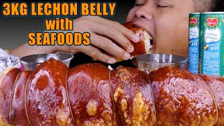 LECHON BELLY with SEAFOODS MUKBANG  PINOY FOOD MUKBANG PHILIPPINES  COLLAB TheFoodieBee [upl. by Drawe]