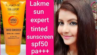 Lakme sun expert tinted Sunscreen spf50 pa review  natural tone ultra matte for all skin  RARA [upl. by Ebert]