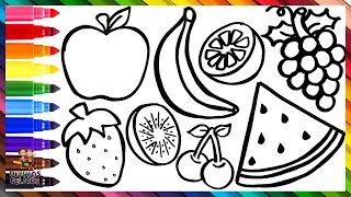 Cómo Dibujar Y Colorear Frutas 🍎🍉🍊🍌🥝🍇🍒 Dibujos Para Niños [upl. by Indihar242]