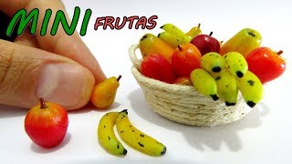 COMO HACER MINI FRUTAS PARA MUÑECAS BARBIE PLÁTANOS BANANAS MANZANA PAPAYA PERA COMIDA MANUALIDADES [upl. by Cirad158]