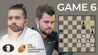 FIDE World Chess Championship Game 6  Carlsen vs Nepo [upl. by Adelle]