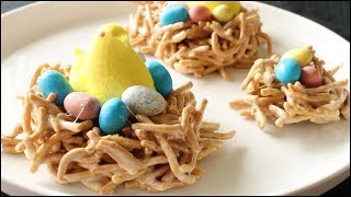 Peeps Bird Nest Treats  Marshmallow Chow Mein Easter Treat Recipe [upl. by Llenaej697]