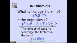 345 Multinomial Theorem Video [upl. by Oregolac366]