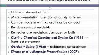 Misrepresentation Lecture 1 of 4 [upl. by Emery]