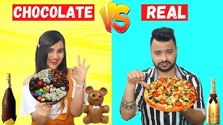 Real vs Chocolate FOOD Challenge [upl. by Seward]