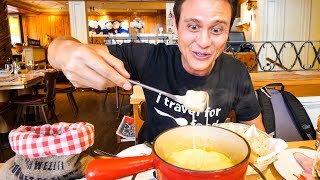 Swiss Food Tour  CHEESE FONDUE and Jumbo Cordon Bleu in Zurich Switzerland [upl. by Llewellyn905]