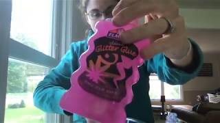 2 ingredient glitter glue pink slime [upl. by Anerb]