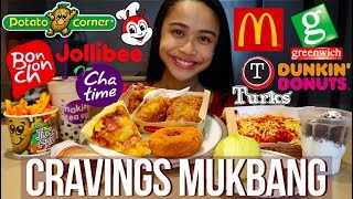 CRAVINGS MUKBANG  Eating all our food cravings in one seating [upl. by Einafats]