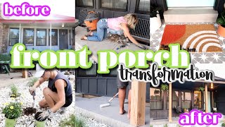 RENOVATING OUR RANCH FIXER UPPER  INSANE FRONT PORCH MAKEOVER  BEFORE AND AFTER  DIY PROJECTS [upl. by Ayra]