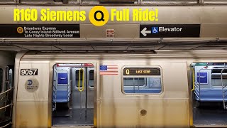 NYC Subway R160B Siemens Q Train Full Ride Coney Island  Stillwell Ave  96 St  2 Ave [upl. by Wagshul]