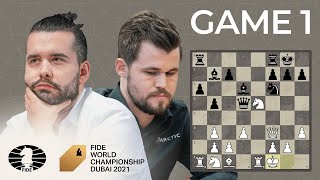 FIDE World Chess Championship Game 1  Carlsen vs Nepo [upl. by Obel41]