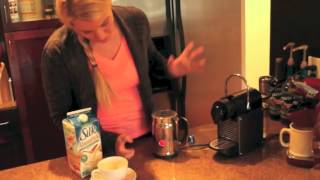 Nespresso Aeroccino Plus Frother Review Frothing Almond Milk [upl. by Ahtel]